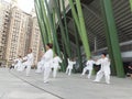 Shenzhen, China: people do tai chi exercises in the morning Royalty Free Stock Photo