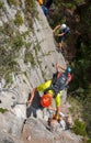 People doing via ferrata in Serre Chevalier