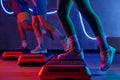 People Doing Workout on Step Platforms in Exercise Room Royalty Free Stock Photo