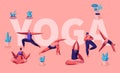 People Doing Yoga Exercises. Fitness Workout in Different Poses Stretching Sport Activities . Healthy Lifestyle, Leisure Concept Royalty Free Stock Photo