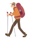 Drawing of a male trekker walking