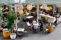 People drink coffee at Makati in Manila, Philippines