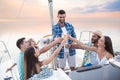 People with drinks on yacht. Royalty Free Stock Photo