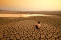 People and Drought climate change concept. Royalty Free Stock Photo