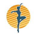 Silhouette of a female ballet dancer in action pose. Royalty Free Stock Photo