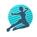 Silhouette of a woman doing a martial art kick. Royalty Free Stock Photo