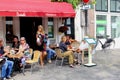 People eat drink cafe restaurant outdoor terrace, Jordaan Amsterdam, Netherlands