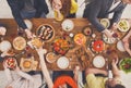 People eat healthy meals at served table dinner party Royalty Free Stock Photo