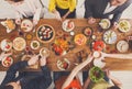 People eat healthy meals at served table dinner party Royalty Free Stock Photo