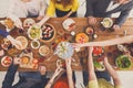 People eat healthy meals at served table dinner party Royalty Free Stock Photo