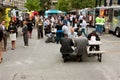 People Eat Lunch At Busy Atlanta Food Truck Park Royalty Free Stock Photo