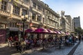 People eat at restaurant in flowers street in downtown of Curitiba