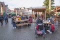 People eating in the Christmas market in Brugge, Belgium Royalty Free Stock Photo