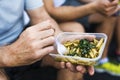 People eating healthy food meal Royalty Free Stock Photo