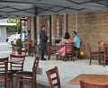 People Eating Outdoor Dining on Sidewalk New York Restaurant NYC Royalty Free Stock Photo