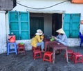 People eating street foods in Vung Tau, Vietnam