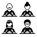 People Eating Tasting Food Pictogram Icon Set. Vector