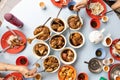 People eating variety of authentic bak kut teh, popular Chinese food in Klang, Malaysia