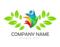 People eco environment green concept Business People green leaf vector logo. Royalty Free Stock Photo