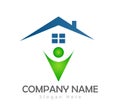People eco home house green concept Business People green leaf vector logo. Royalty Free Stock Photo