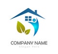 People eco home house green concept Business People green leaf vector logo. Royalty Free Stock Photo