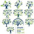 People ecology tree logo set Royalty Free Stock Photo