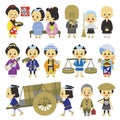 People of Edo period Japan 03 various occupations Royalty Free Stock Photo