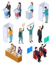 People election isometric. Politic voting booth political debate voters debating candidate decision vote interview Royalty Free Stock Photo