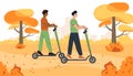 People at electric scooters vector concept Royalty Free Stock Photo