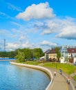 People embankment Svisloch river Minsk Royalty Free Stock Photo