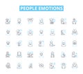 People emotions linear icons set. Happiness, Sadness, Anger, Love, Hate, Joy, Fear line vector and concept signs Royalty Free Stock Photo