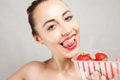 Woman Eating Strawberry Royalty Free Stock Photo