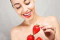 Woman Eating Strawberry Royalty Free Stock Photo