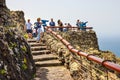 People enjoing Impressive view from Mirador del Rio to island of La Graciosa