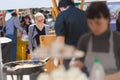 People enjoing outdoor street food festival in Ljubljana, Slovenia. Royalty Free Stock Photo