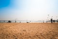 People enjoy the beach and feeding seagull at Gwangalli beach