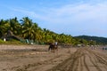 People enjoy Boquita beach in Manzanillo Colima. Royalty Free Stock Photo