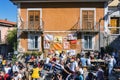 People enjoy the chestnut festival, autumn in Ospedaletto d'Alpinolo near Avellino, Italy