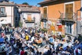 People enjoy the chestnut festival, autumn in Ospedaletto d'Alpinolo near Avellino, Italy