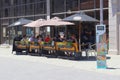 People enjoy food drinks cafe terrace Fremantle, Western Australia