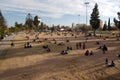 People enjoy a nice winter evening at Las Tejas Park