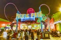 People enjoy the ocean park at Santa Monica pier by night Royalty Free Stock Photo