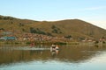 People Enjoy Paddle Boating on the Lake Titicaca in Puno Town of Peru