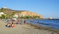 People enjoy at Ponente beach, in Aguilas, Spain Royalty Free Stock Photo