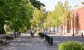 People enjoy riverside path, Corvallis, Oregon