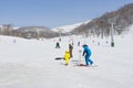 People enjoy ski at Niseko Annupuri Kokusai Ski Area at Niseko Royalty Free Stock Photo