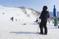 People enjoy ski at Niseko Annupuri Kokusai Ski Area at Niseko Royalty Free Stock Photo