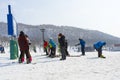 People enjoy ski at Niseko Annupuri Kokusai Ski Area at Niseko Royalty Free Stock Photo