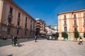 people enjoy the Sunday morning in the central Piazza Liber in Avellino, Italy