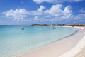 People enjoy a sunny day on Elafonisi beach in Crete, Greece Royalty Free Stock Photo